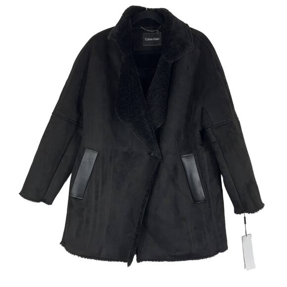 Calvin Klein  jacket black faux leather sherpa - Picture 1 of 4